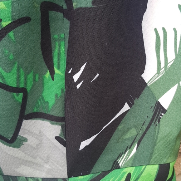 🇺🇦 Fundraiser: Cartise Green Tropical Print Dress - Picture 9 of 11